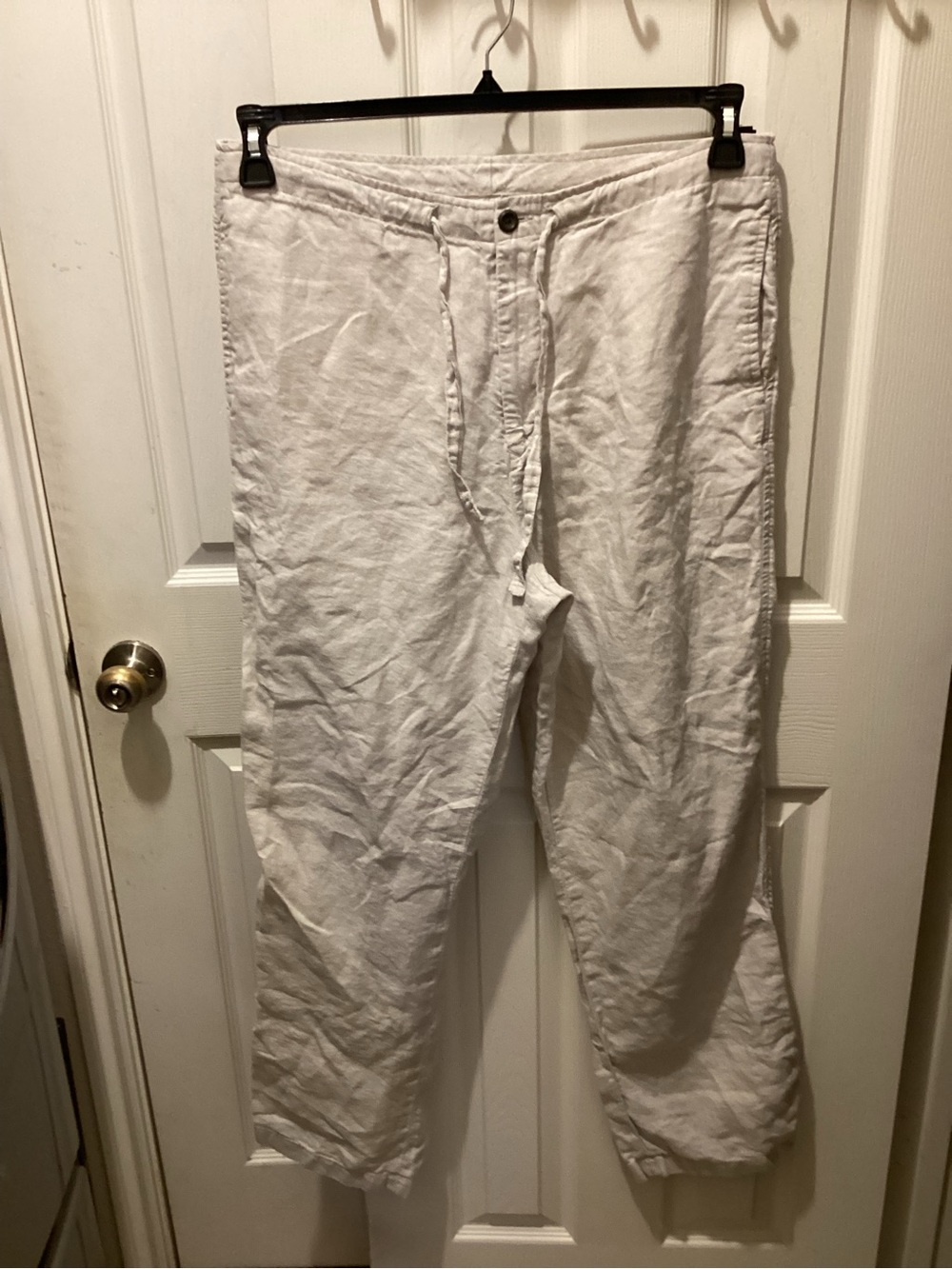 Nautica White Straight-Leg Linen Pants